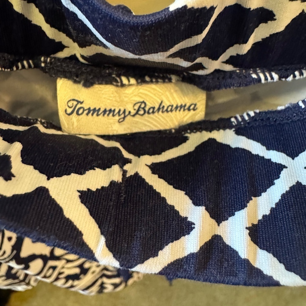 Tommy Bahama Navy & White Patterned pocketed cover up Swimming board shorts - Picture 3 of 4